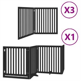 vidaXL Puerta de perros plegable 10 paneles madera álamo negra 800 cm