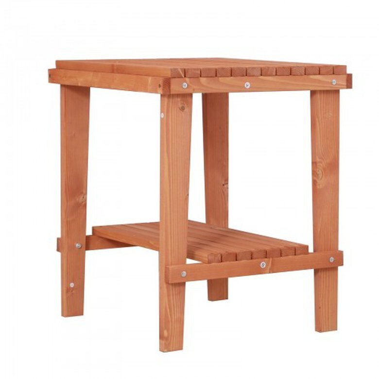 Mesa auxiliar Outsunny para jardín con dos estantes color Madera, , large image number null