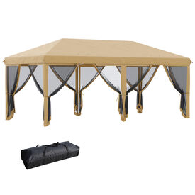 Outsunny Carpa Plegable Beige Cenador De Jardín Gazebo Para Camping 