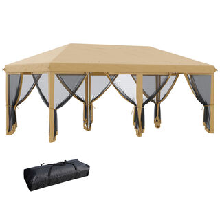 Outsunny Carpa Plegable Beige Cenador De Jardín Gazebo Para Camping 