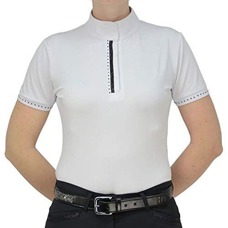 Camisa manga corta Roka para hípica hípica para mujer color Blanco/Cristal Negro, , large image number null