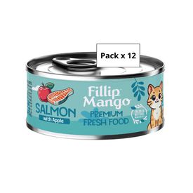 Pack x12 de pienso h&uacute;medo Fillip Mango para gatos de Salm&oacute;n y Manzana 85gr/ud
