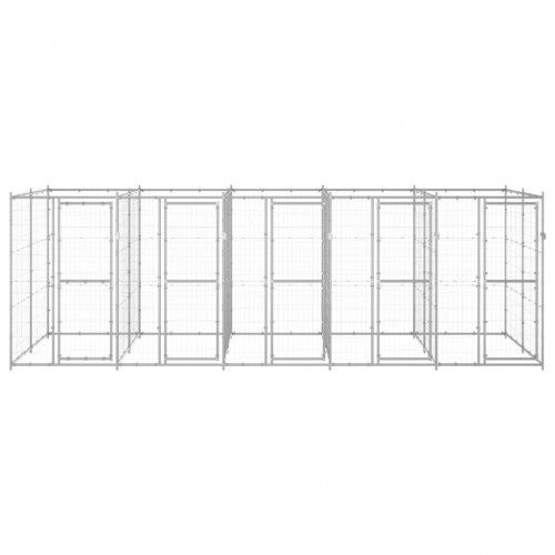 Vidaxl perrera con puertas de bisagra plateado para perros, , large Imagen numero 8