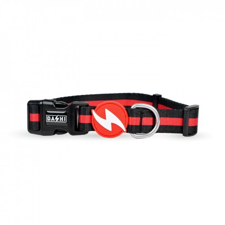 Dashi stripes collar de poliéster rojo y negro para perros, , large image number null