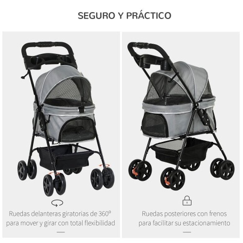 Cochecito para mascotas plegable color Gris, , large image number null