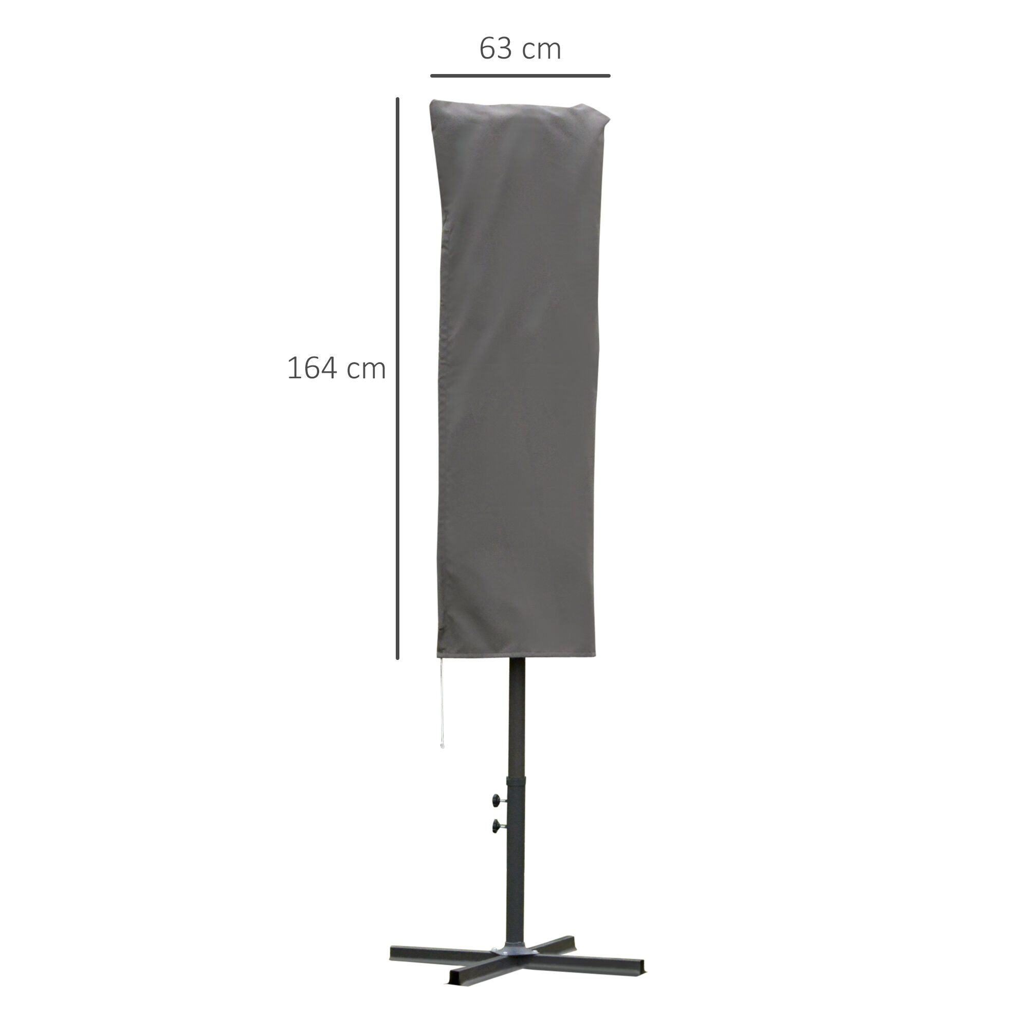 Outsunny Funda Protectora de Sombrilla &Oslash;63x164 cm Cubierta de Sombrilla Resistente a Intemperie para Jard&iacute;n Patio con Varilla Cremallera Gris, , large Imagen numero 3