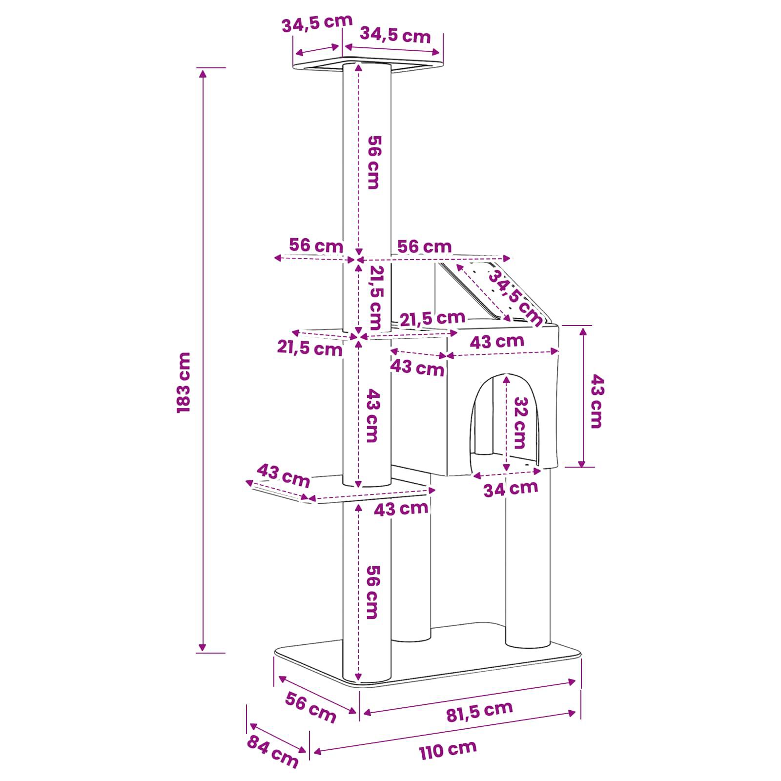 vidaXL &Aacute;rbol para gatos con postes de sisal Torre Gatos Muebles Felinos, , large Imagen numero 4
