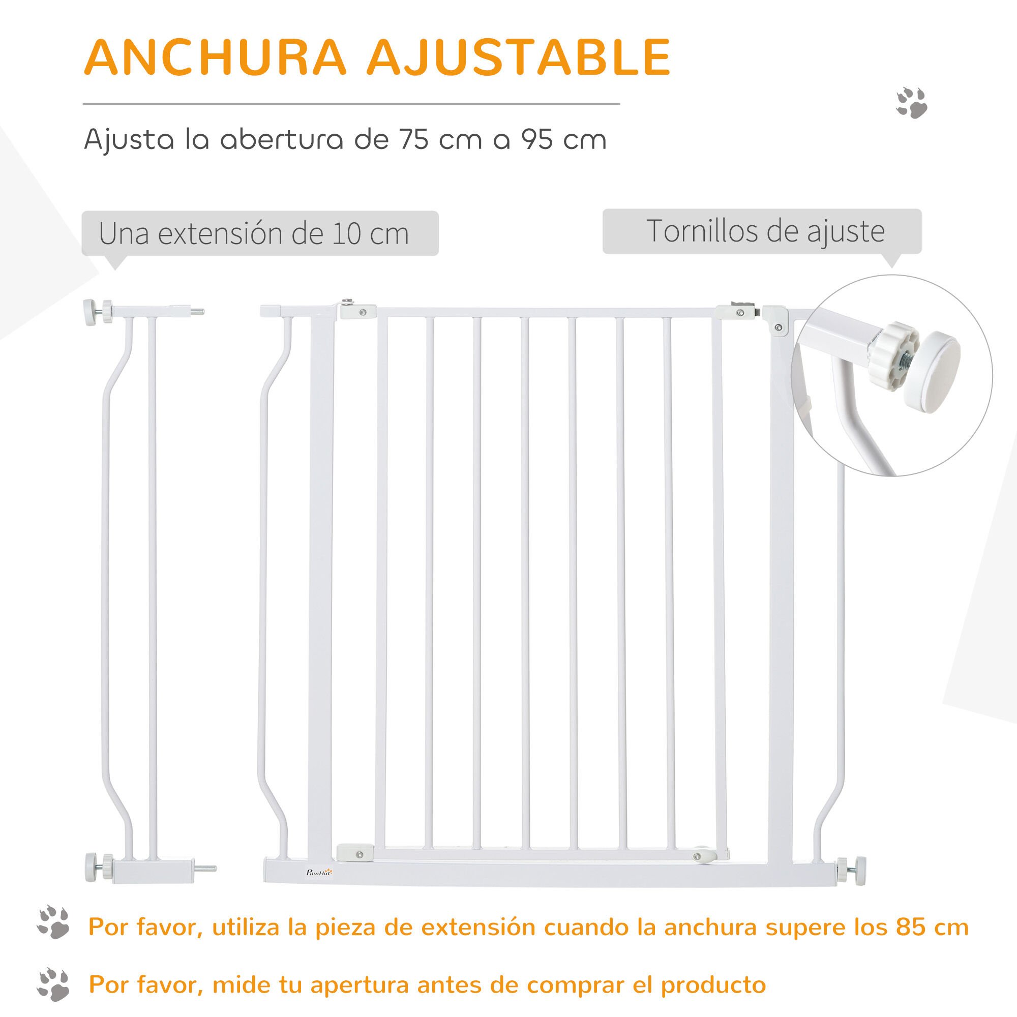 PawHut Barrera de Seguridad Blanca para Perros thumbnail