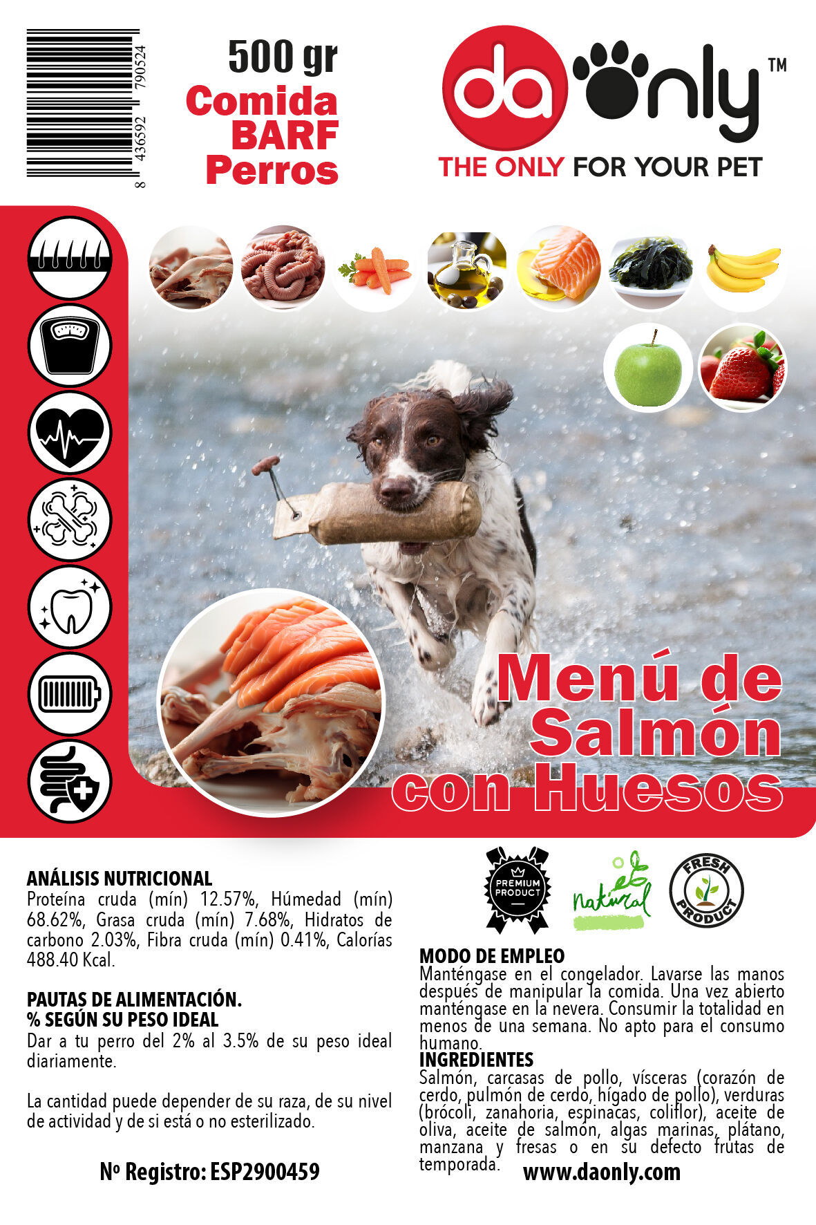 Men&uacute; Salm&oacute;n con huesos para perros y gatos Pack 10 unidades, , large Imagen numero 5