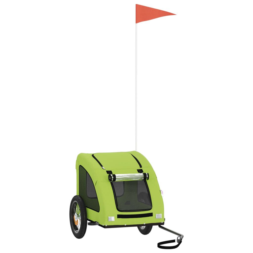 vidaXL Remolque de bicicleta para perros hierro y tela Oxford verde, , large Imagen numero 5