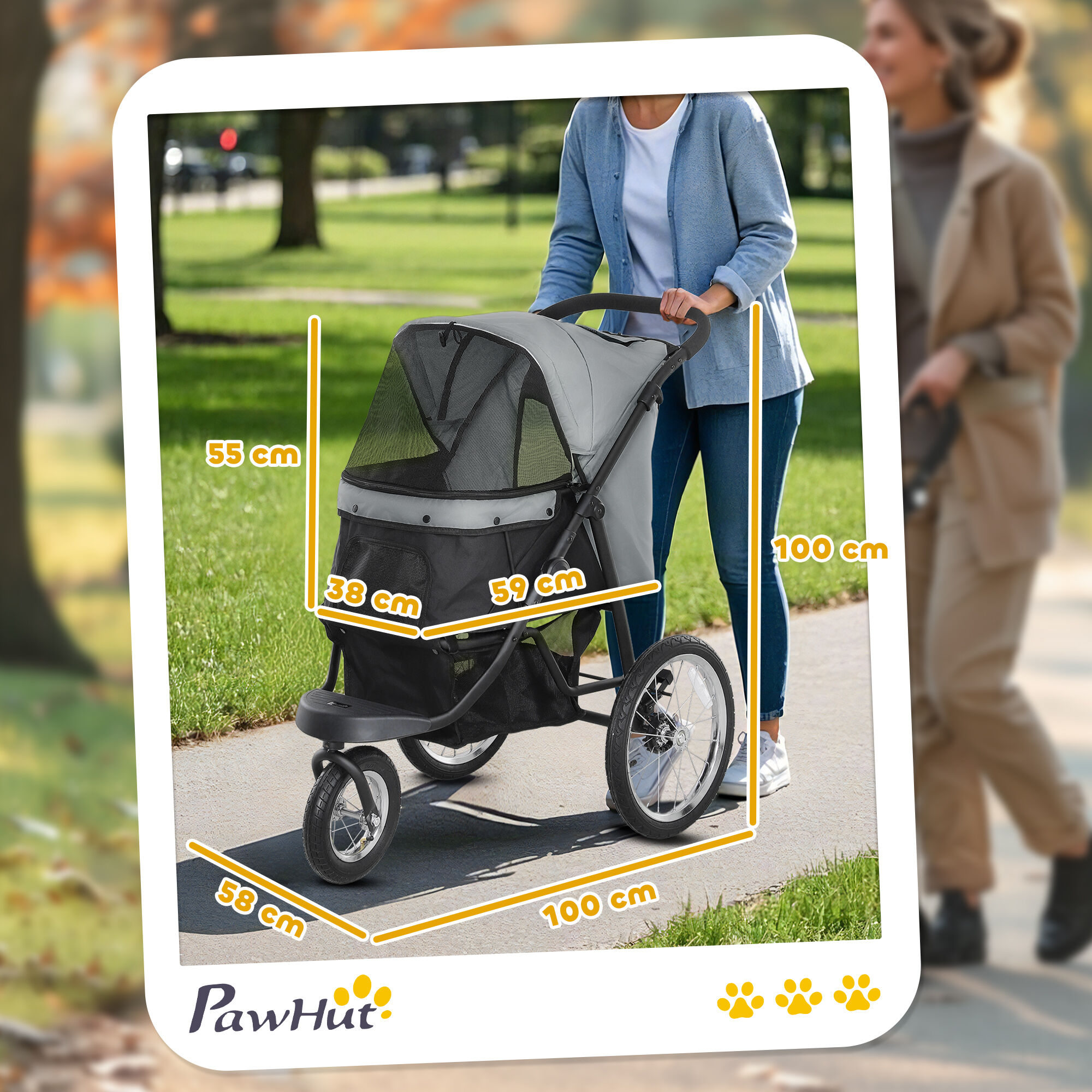PawHut Carrito para Perro Gris, , large Imagen numero 3