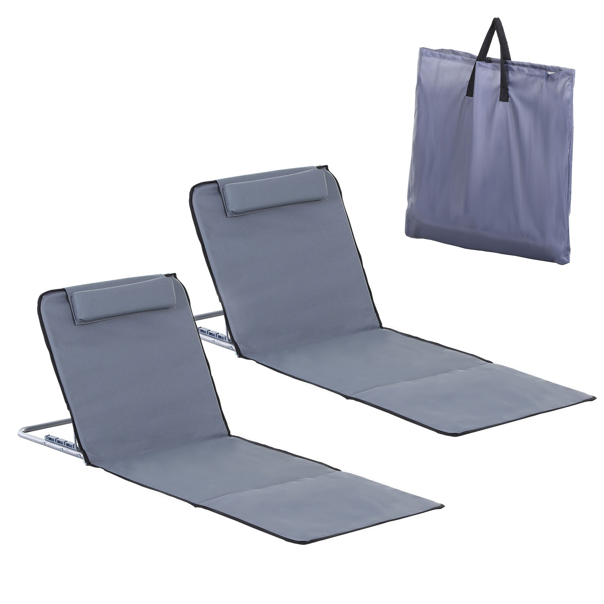 Outsunny Conjunto de 2 Esterillas de Playa Plegable Gris
