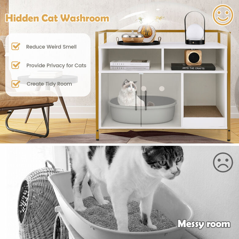 COSTWAY Caja de Arena de Madera para Gatos thumbnail