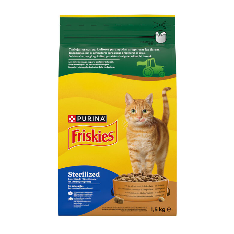 1.5 kg Friskies Sterilized Pollo y Pavo con Verduras pienso para gatos