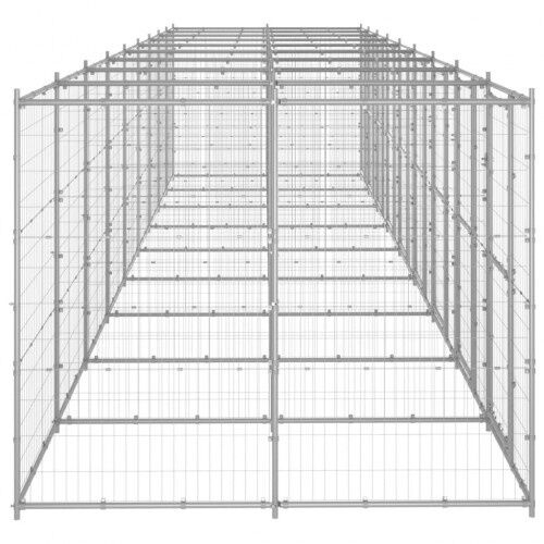 Vidaxl perrera con puertas de bisagra plateado para perros, , large Imagen numero 13