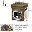 Pawhut Cama Cueva para Gatos Caseta para Gatos con Cama Superior Tablero de Rascador Coj&iacute;n Suave Bola Colgante y Marco de Madera 39x39x42 cm Marr&oacute;n., , large indicador imagen numero 3