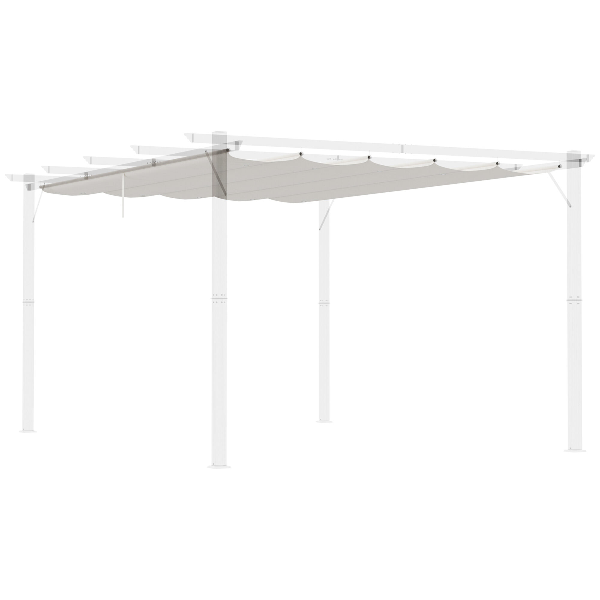 Outsunny Techo de P&eacute;rgola 3,5x2,5 m Techo de Repuesto Retr&aacute;ctil para Sombrilla Toldo de Tela para Cenador Jard&iacute;n con 10 Orificios de Drenaje Crema, , large Imagen numero 1