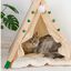 Cama Tipi Plegable para Gatos y Perros Peque&ntilde;os con Coj&iacute;n Lavable - Cueva de Madera Maciza y Lino Transpirable, Caseta de Interior Port&aacute;til y F&aacute;cil de Limpiar para Cachorros y Mascotas, , large indicador imagen numero 3