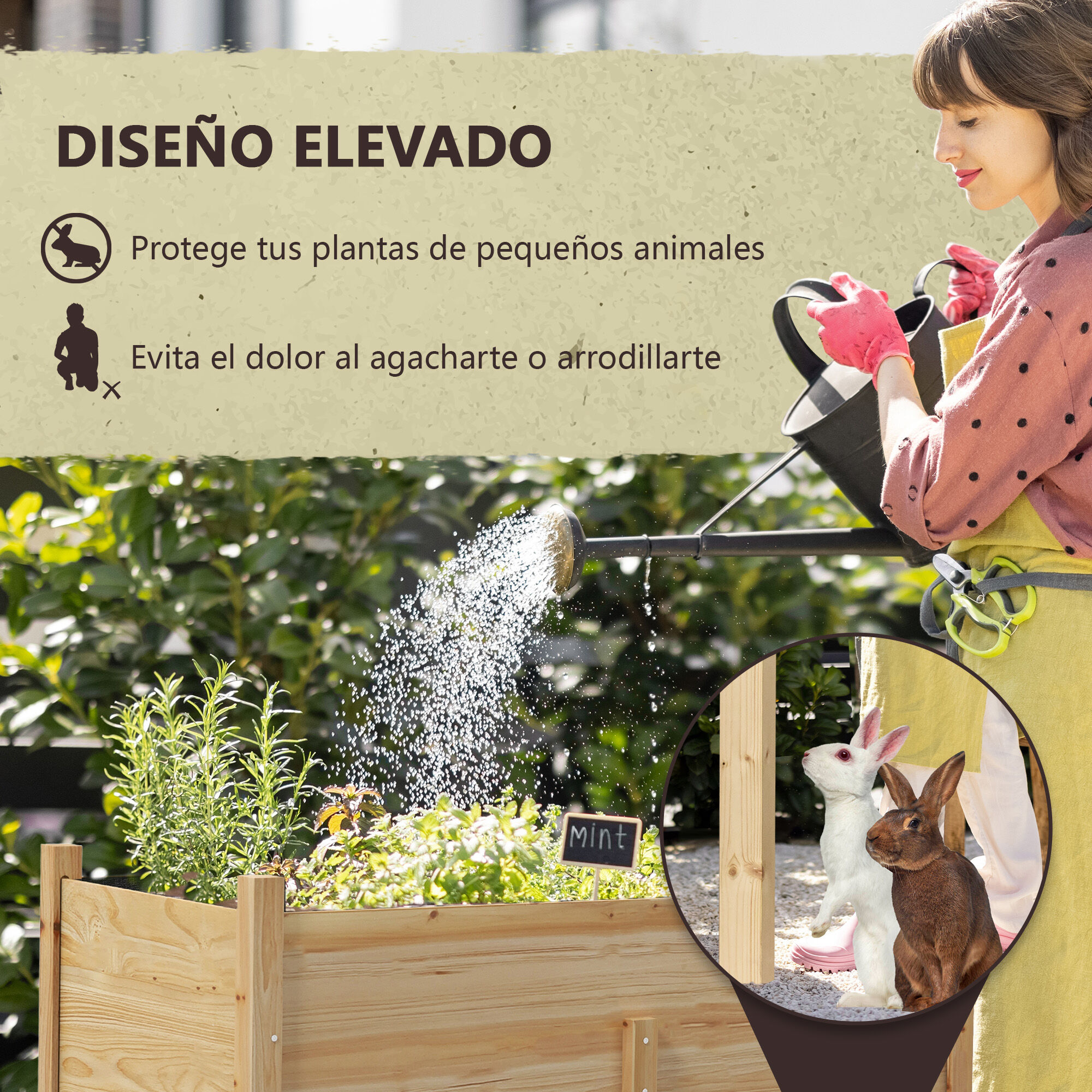 Outsunny Mesa de Cultivo Madera Natural, , large Imagen numero 4