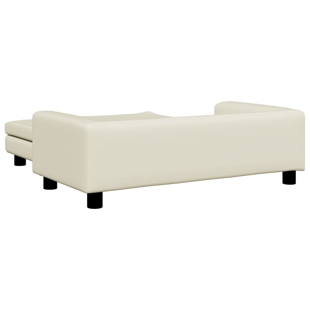 vidaXL Cama de perros con extensi&oacute;n cuero sint&eacute;tico crema 100x50x30 cm, , large Imagen numero 4