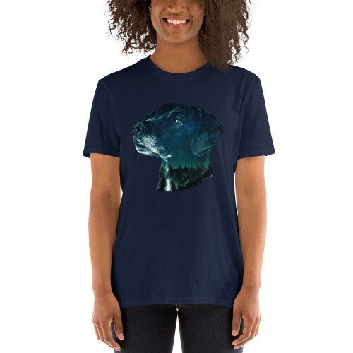Mascochula camiseta mujer noche estrellada personalizada con tu mascota azul marino thumbnail
