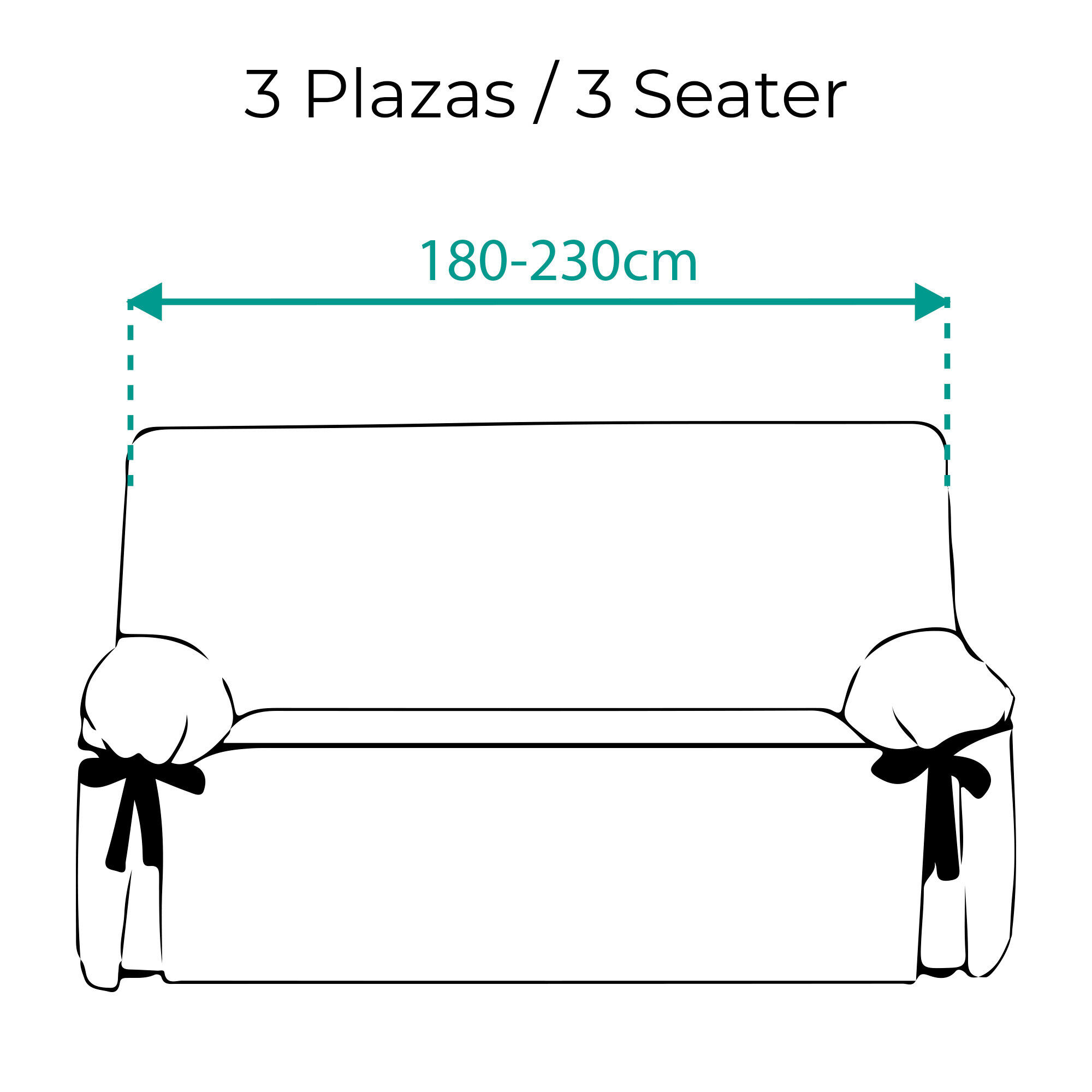 Protector Funda Sofa 2 Plazas con lazos. Color Verde. 2 plazas (120 - 180 cm), , large Imagen numero 8