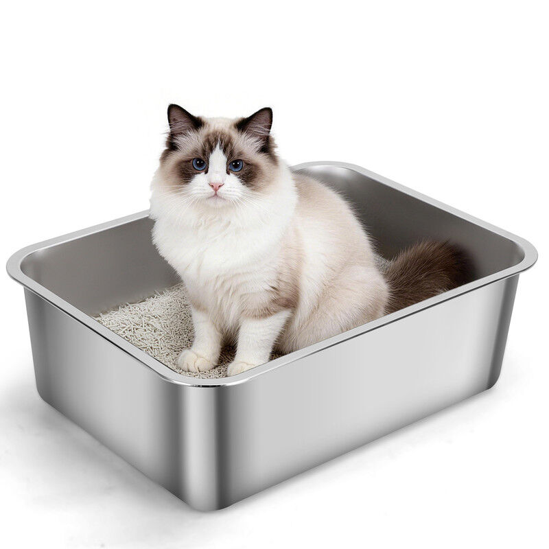 Nobleza Arenero de Acero Inoxidable para Gatos XXL &ndash; 70&times;50&times;15 cm, Borde Alto, Antideslizante &ndash; No Absorbe Olores &ndash; Ideal para Gatos Muy Grandes y M&uacute;ltiples Mascotas, , large Imagen numero 6