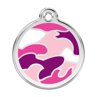 Red dingo Placa identificativa Acero Inoxidable Esmalte Camuflaje Rosa para perros