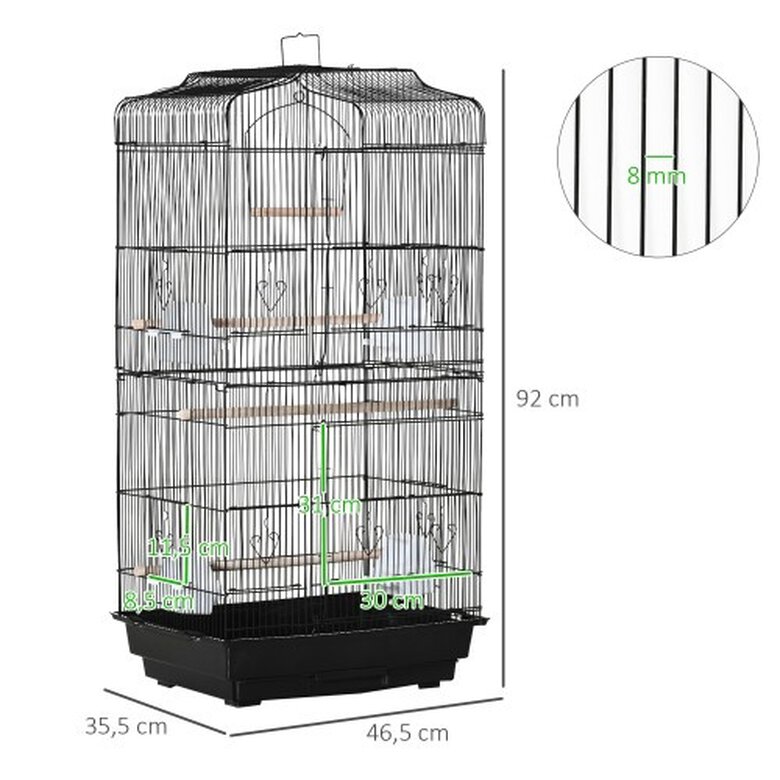 PawHut jaula de metal con perchas de madera para pájaros, , large image number null