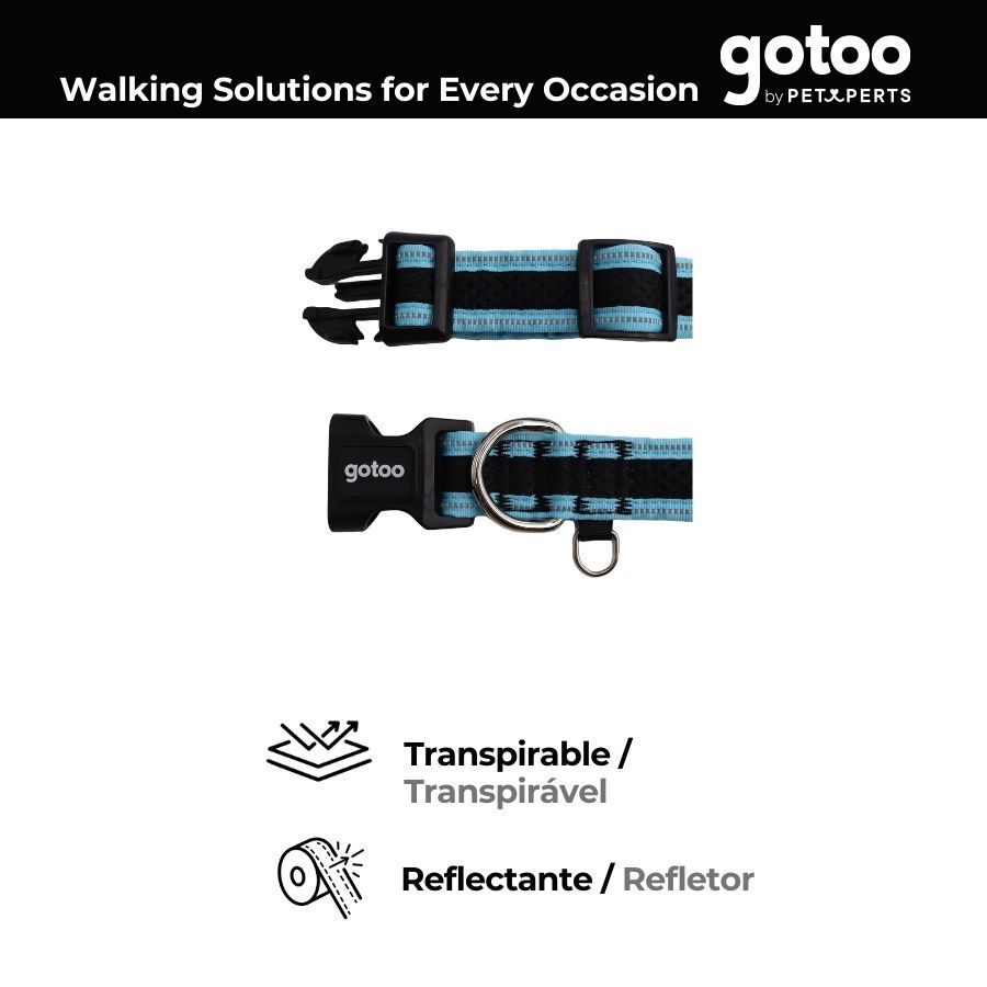Gotoo collar de malla transpirable turquesa para perros thumbnail