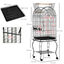 PawHut Jaula para Pájaros con Soporte y Ruedas Jaula Grande de Acero con Bandeja Extraíble 4 Puertas y 2 Comederos para Loros Guacamayos 51x51x153 cm Negro, , large indicador imagen numero 3