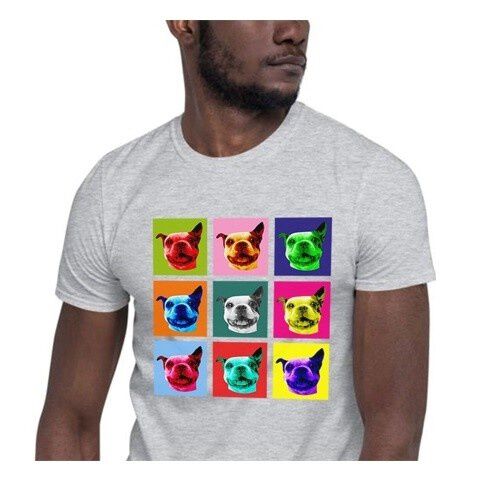 Mascochula camiseta hombre warhol personalizada con tu mascota gris thumbnail