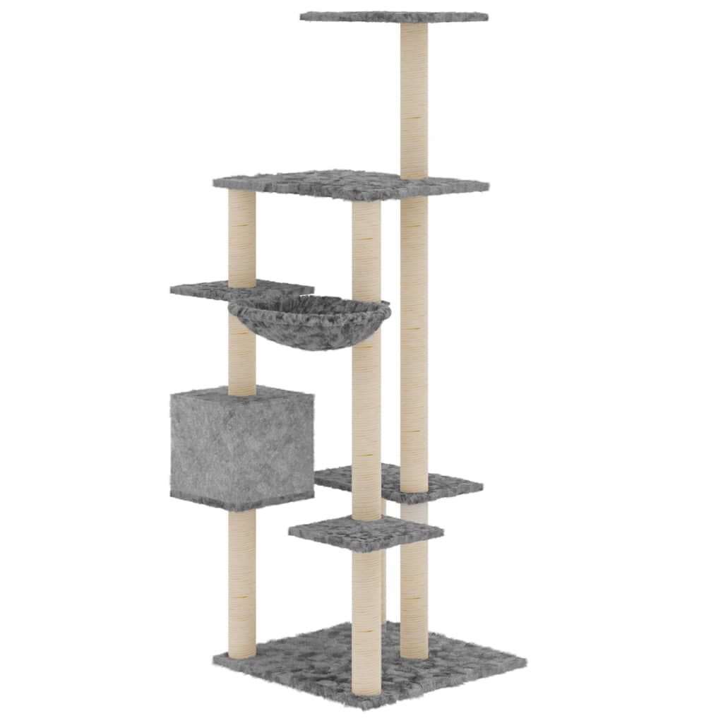 Vida XL Rascador con postes de sisal gris claro (142 cm) para gatos thumbnail