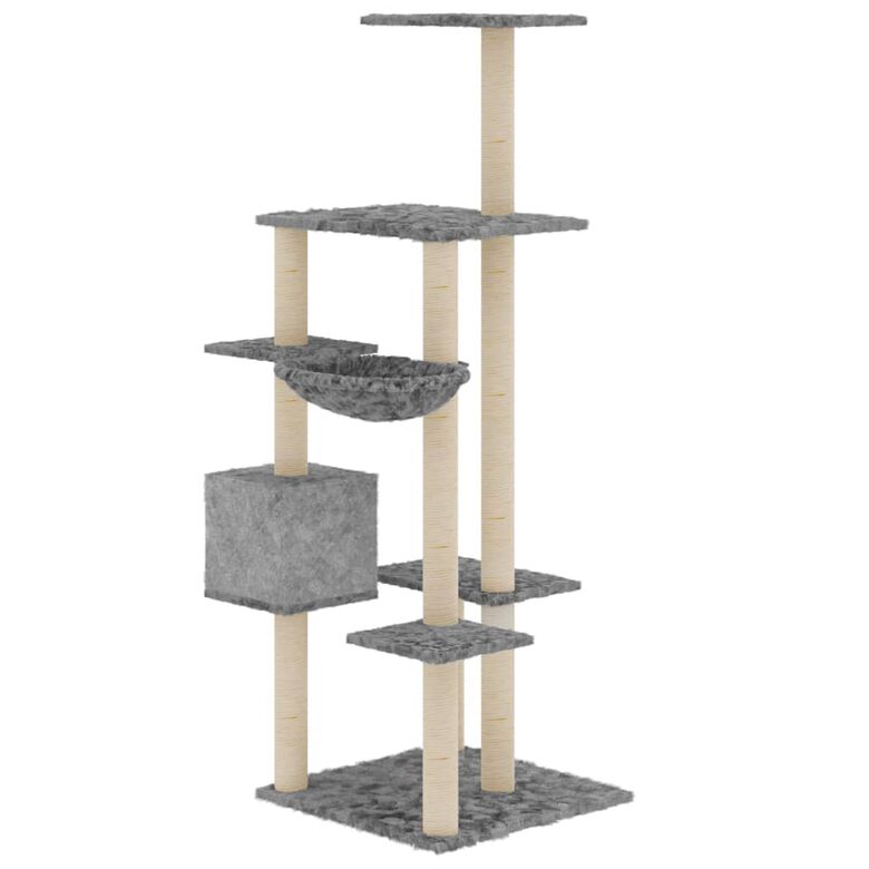 Vida XL Rascador con postes de sisal gris claro (142 cm) para gatos thumbnail