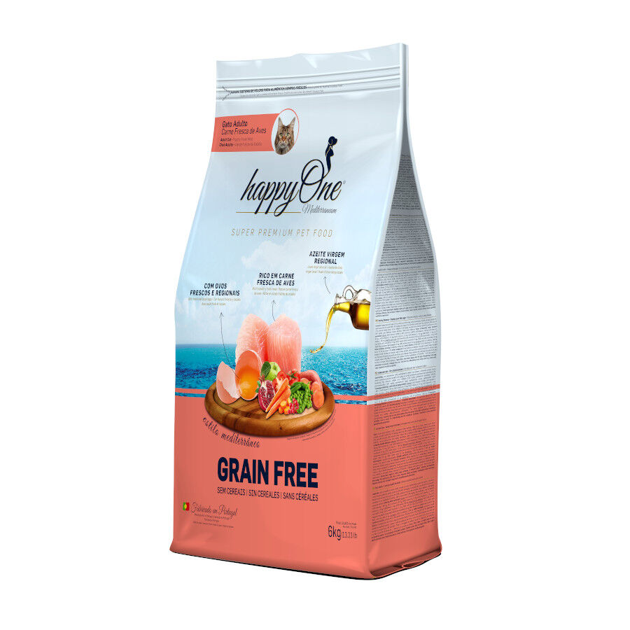 happyOne Mediterraneum Adult Grain Free de Carne Fresca de Aves pienso para gatos