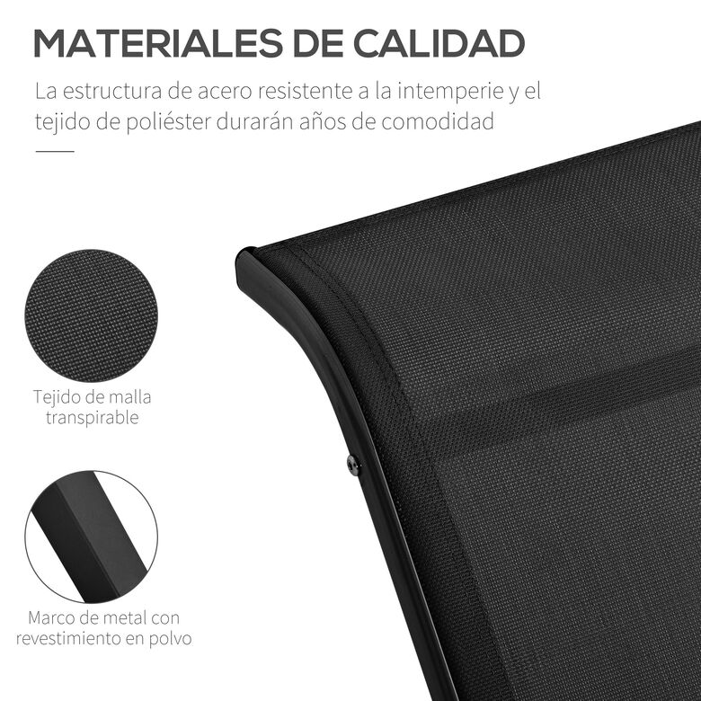Outsunny Tumbonas De Jardín Con Mesa De Café Negro thumbnail