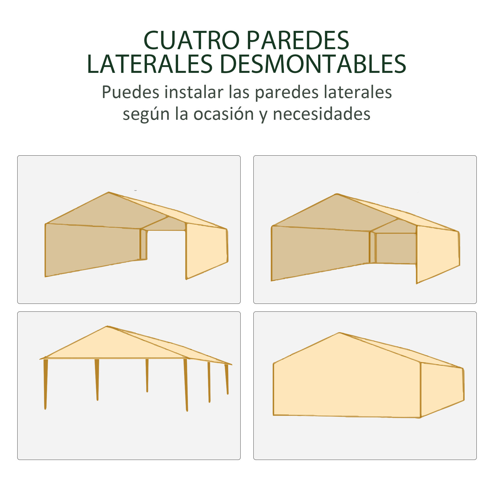 Outsunny Carpa de Jard&iacute;n Verde, , large Imagen numero 4