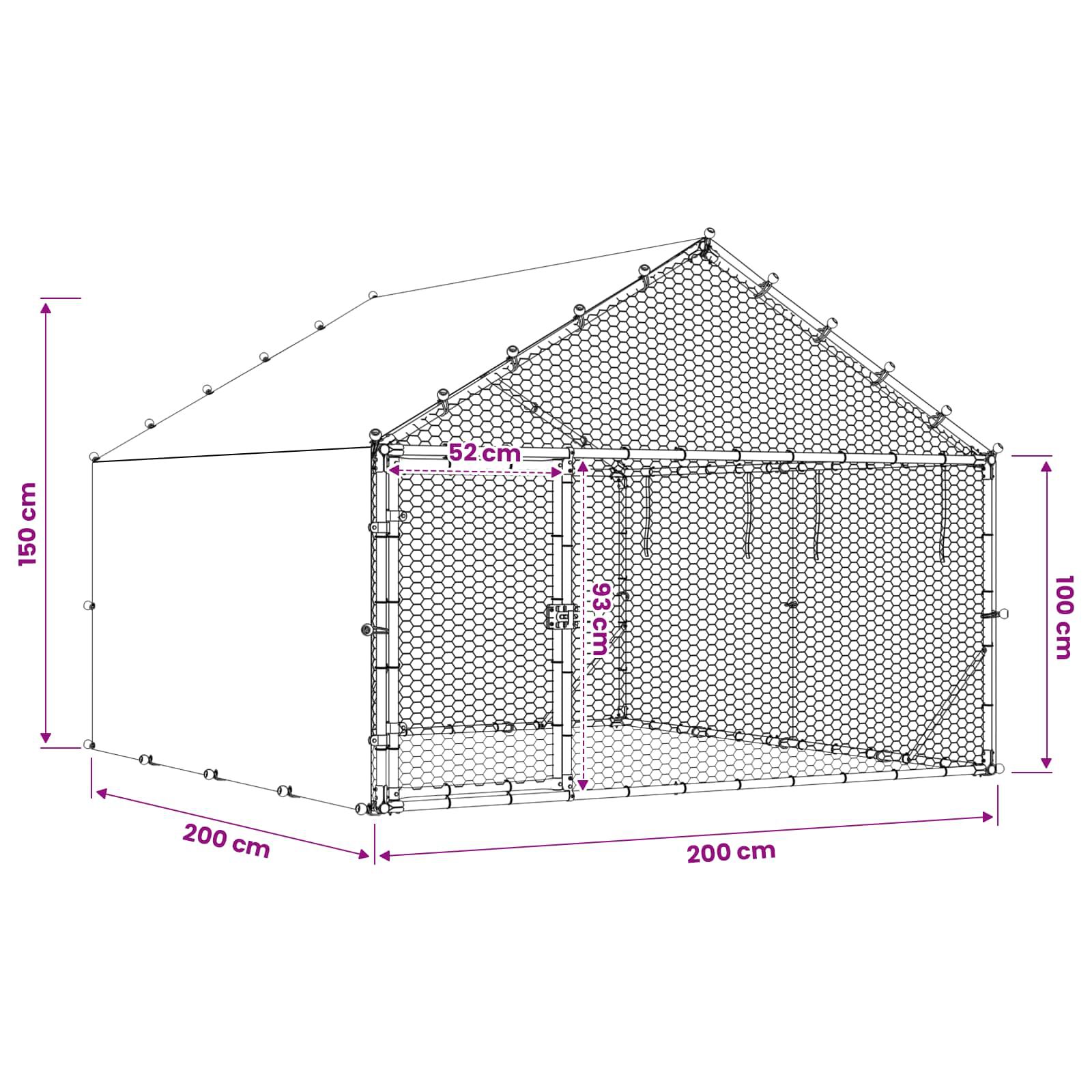vidaXL Gallinero con Techo Plateado Acero Galvanizado Casa para Pollos Recinto, , large Imagen numero 9