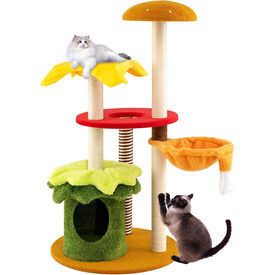 COSTWAY &Aacute;rbol Rascador para Gatos Moderno, 177 cm Rascador para Gatos con M&uacute;ltiples Plataformas, Hamaca, Condominio, Postes de Sisal, Tela de Felpa, Juguete Colgante, Torre Gato, Tema de Hamburguesa