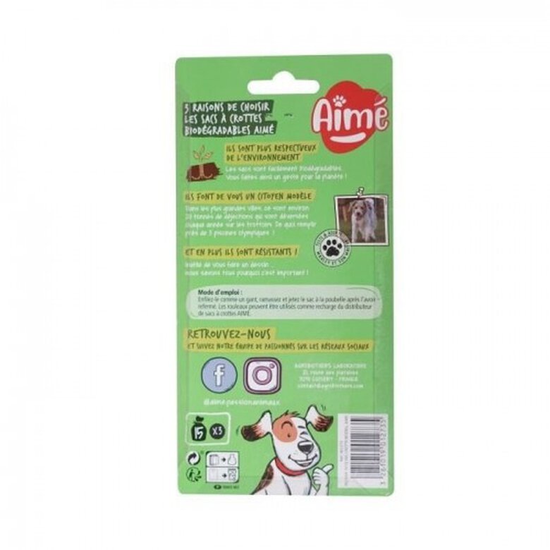 AIME bolsas biodegradables recambio para perros, , large image number null