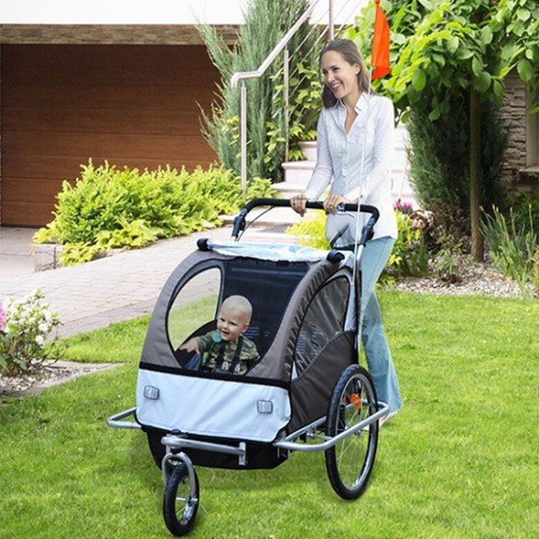 Remolque 2 en 1 para perros y niños color Beige Café, , large image number null