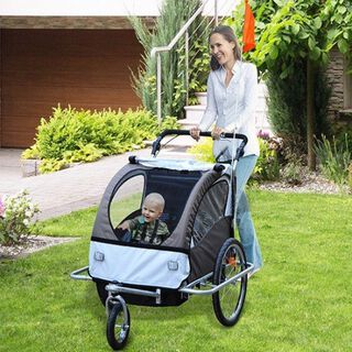 Remolque 2 en 1 para perros y niños color Beige Café