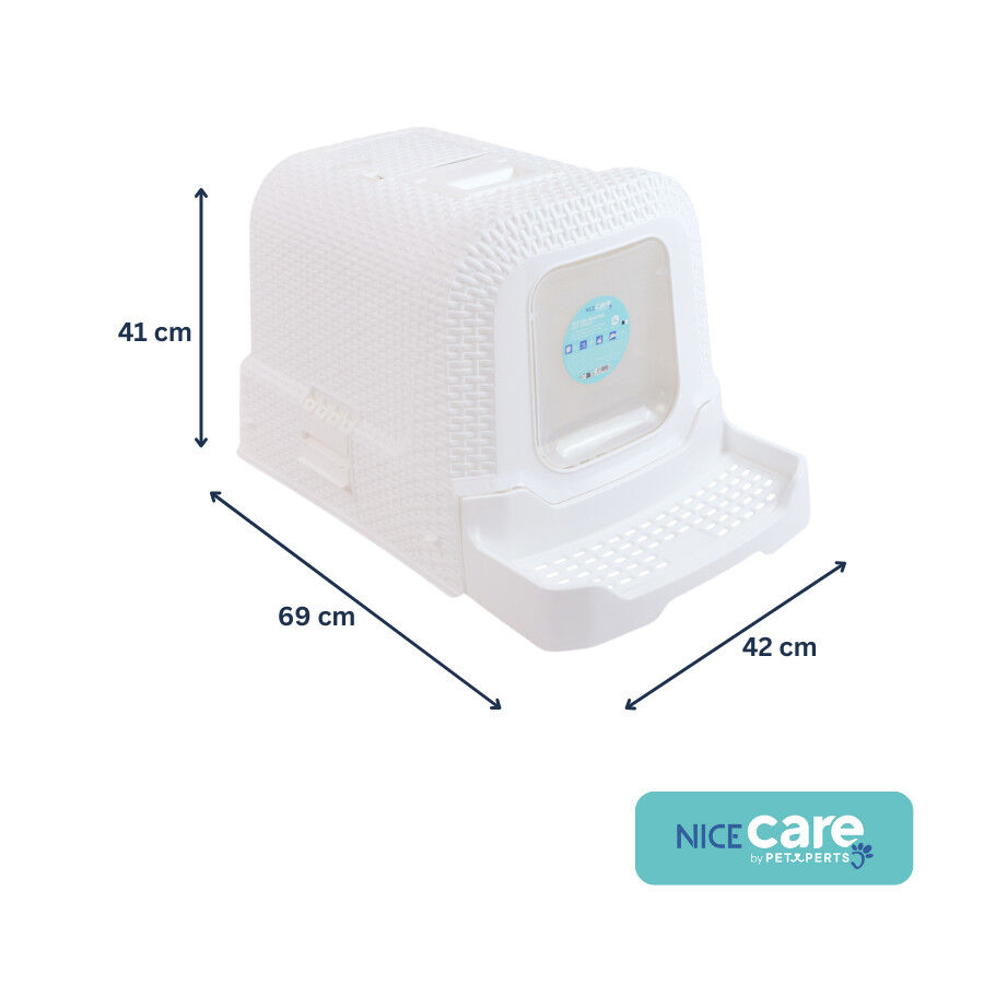 Nice Care Arenero Cerrado Blanco para gatos, , large Imagen numero 3