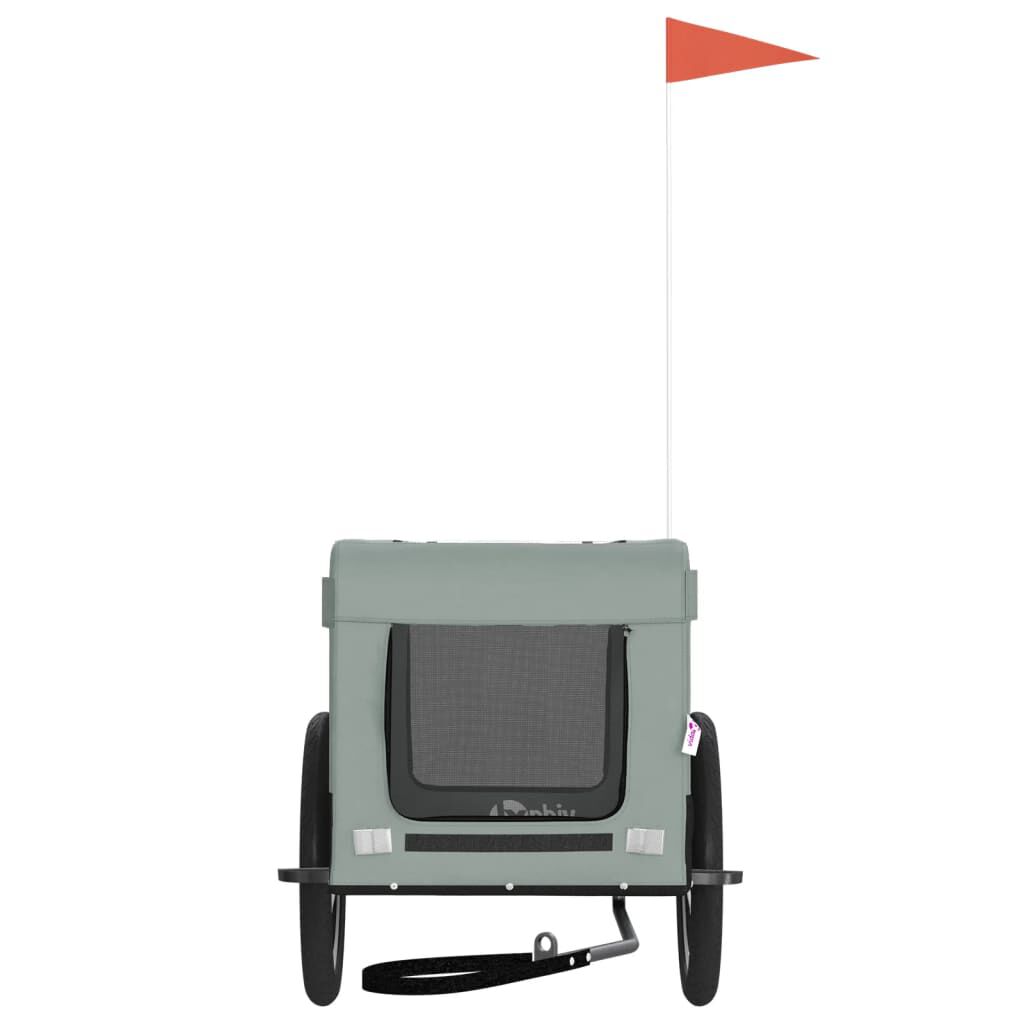 vidaXL Remolque de bicicleta para perros hierro tela Oxford gris negro, , large Imagen numero 12