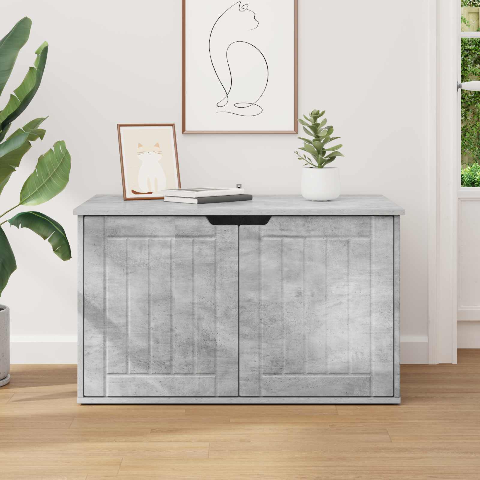 vidaXL Casa para Gatos Concreto 85 x 55 x 53,5 cm Madera de ingenier&iacute;a, , large Imagen numero 5