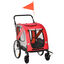 PawHut Remolque de Bicicleta Perros 2 en 1 Carrito Transporte para Mascotas con Puertas Enrollables Ventanas Cinturón de Seguridad Bandera y 6 Reflectores 140x72,5x108 cm Rojo, , large indicador imagen numero 1