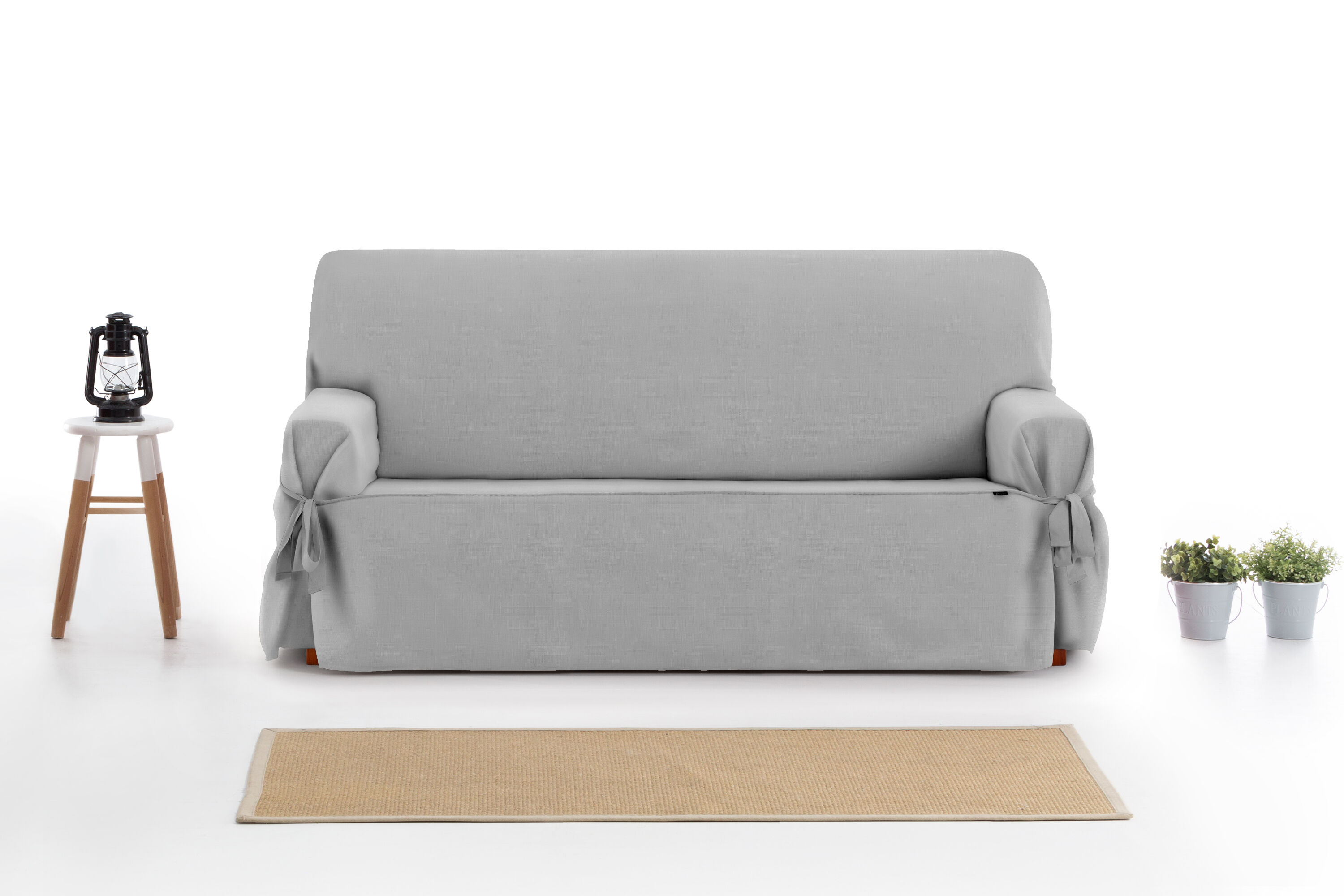 Protector Funda Sofa 3 Plazas con lazos. Color Gris Oscuro. 3 plazas (180 - 230 cm), , large Imagen numero 3