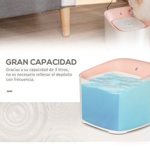 PawHut fuente de agua color rosa para gatos, , large Imagen numero 5