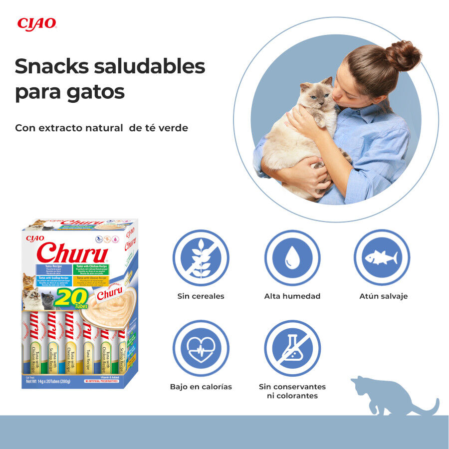20 sobres x 14 g Churu Variedades de At&uacute;n Snack L&iacute;quido para gatos, , large Imagen numero 2