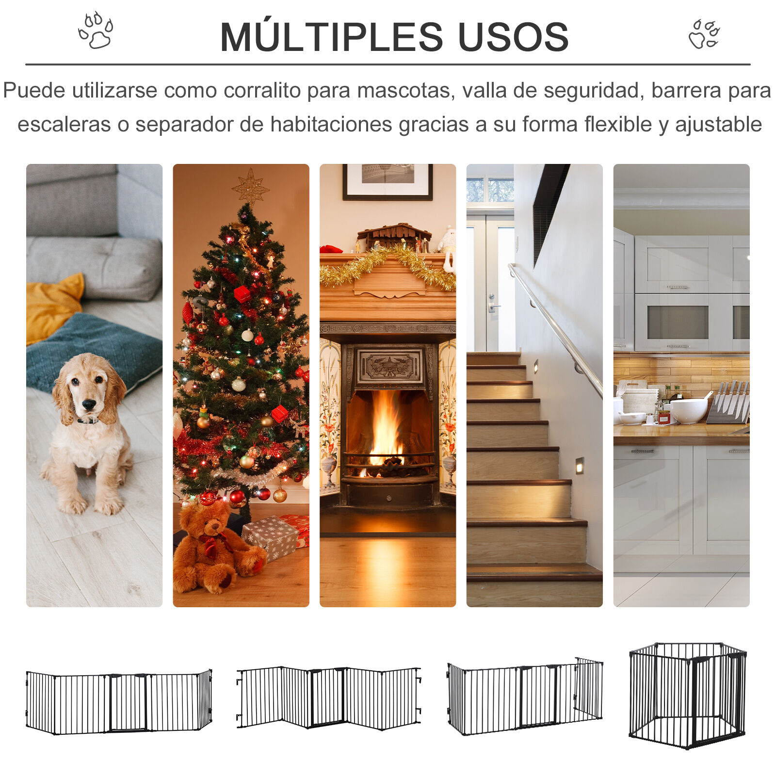 PawHut Barrera de Seguridad Negro, , large Imagen numero 4